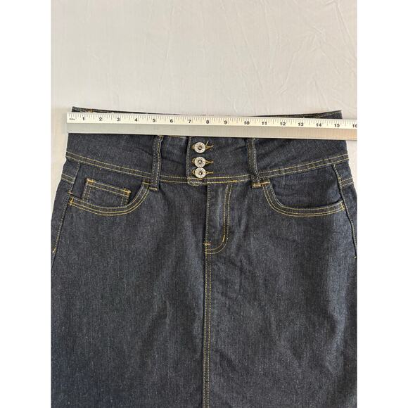Be Girl Basic Women's Med Denim Skirt Dark Wash A-Line Country Cowgirl Western - Picture 7 of 9